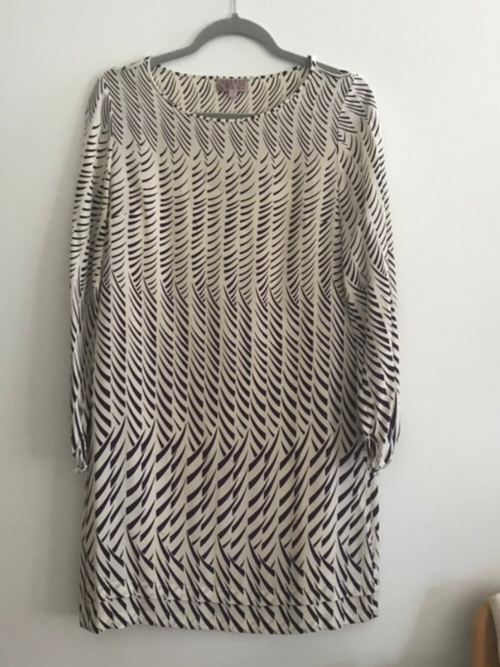 Cream & Aubergine Shift Dress